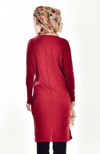 Fermuarlı Triko Hırka 3640-01 Bordo