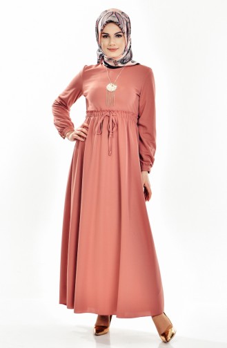 فستان بتصميم سادة مع  سلسال  8017-04