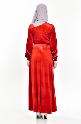 Samt Kleid mit Gürtel  5027-03 Rot 5027-03