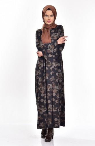 Navy Blue Hijab Dress 4089-02