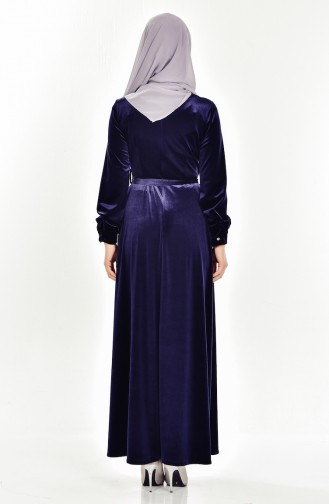 Navy Blue Hijab Dress 5027-02