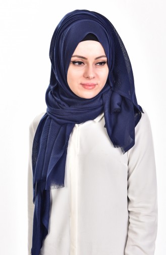 Net Detailed Shawl 19033-17 Navy Blue 17