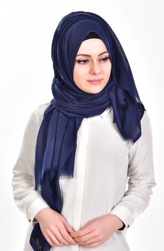 Net Detailed Shawl 19033-17 Navy Blue 17