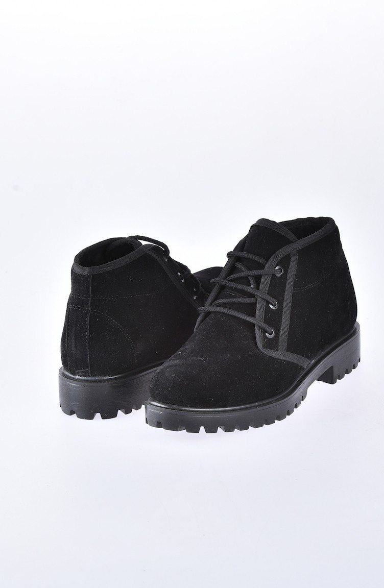 Bottes Pour Femme a Lacets 50171-01 Noir Daim 50171-01