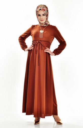 Tan Hijab Dress 8017-02