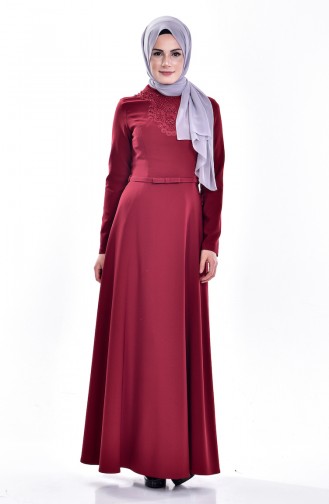 Claret Red Hijab Dress 0610-03