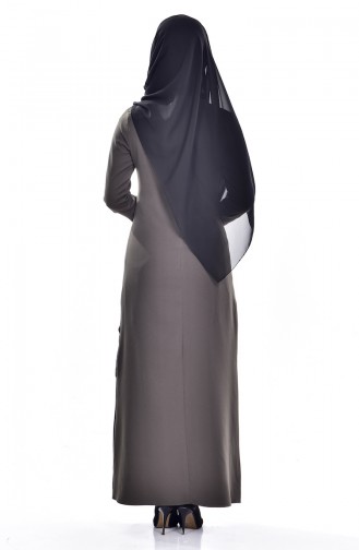 Khaki Hijab Dress 0107-03