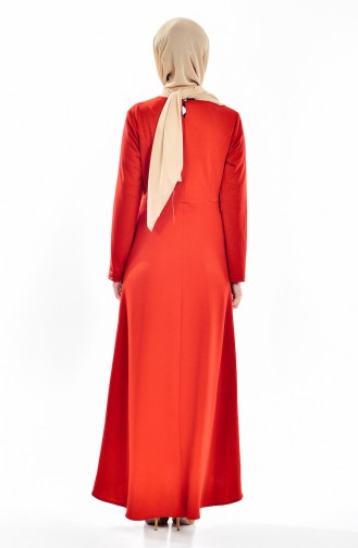 Nakışlı Elbise 3004-01 Kırmızı