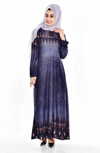 Dunkelblau Hijab Kleider 9002-02