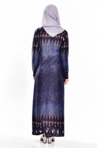 Stein Gemusterter Kleid  9002-02 Dunkelblau 9002-02