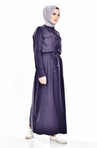 Navy Blue Hijab Dress 60663-01