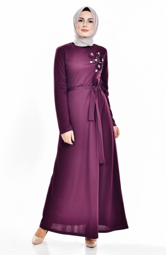 Bead Embroidered Dress 81490-02 Purple 81490-02