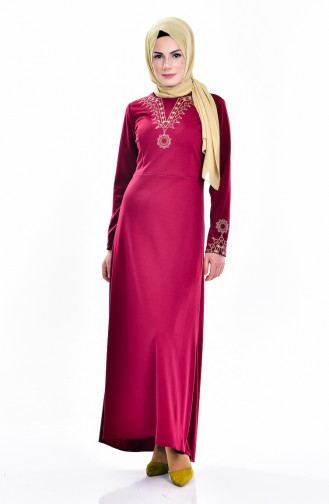 Plum Hijab Dress 3004-02