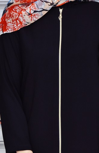 Fermuarlı Ferace 0052-01 Siyah