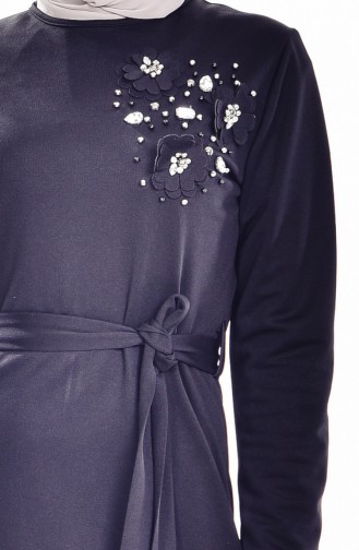 Boncuk İşlemeli Elbise 81490-06 Siyah