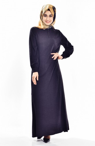 Kleid mit Knopf  9003-03 Schwarz 9003-03