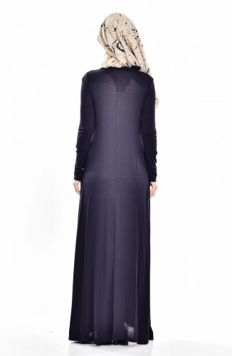 Çift Renkli Elbise 0703-04 Siyah Vizon