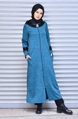 Abaya a Fermeture 99130-01 Turquoise 99130-01