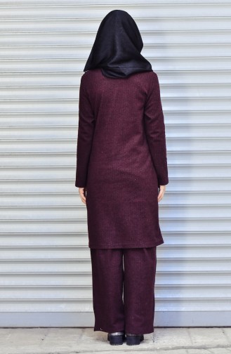 Tunik Pantolon ikili Takım 9188-02 Bordo