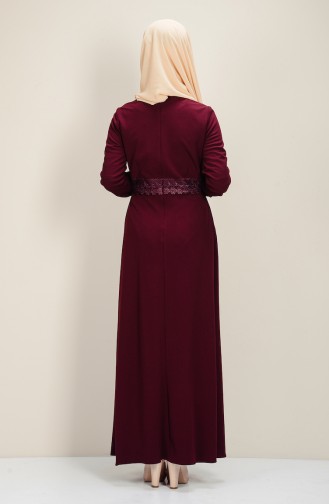 Claret Red Hijab Dress 0787-02