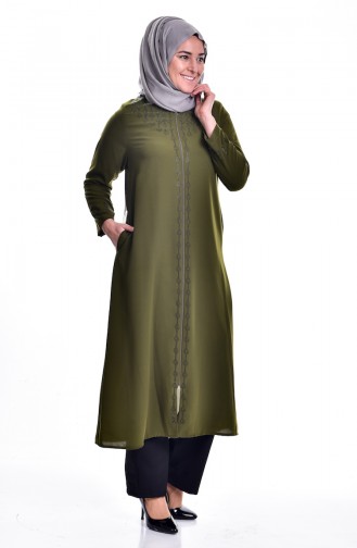 Ubergröße Abaya mit Swarovski Steindetail   6000210-04 Khaki 6000210-04