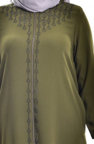 Ubergröße Abaya mit Swarovski Steindetail   6000210-04 Khaki 6000210-04