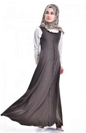 Khaki Hijab Dress 0593-05