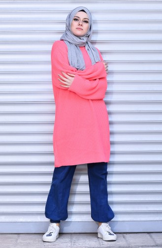 Yarasa Kol Triko Kazak 3225-14 Şeker Pembe