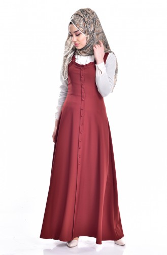 Brick Red Hijab Dress 0593-04