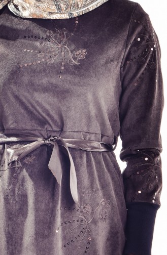 Dark Brown Hijab Dress 1475-01