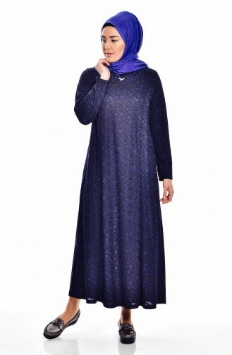 Navy Blue Hijab Dress 4424-04