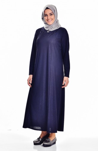 Navy Blue Hijab Dress 4424B-01
