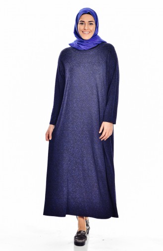 Navy Blue Hijab Dress 4426-04
