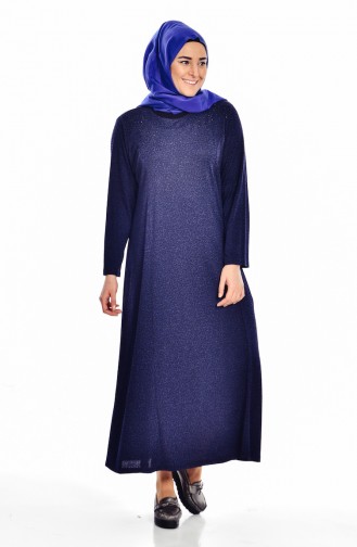 Navy Blue Hijab Dress 4426A-04