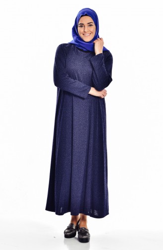 Robe avec Pierre Grande Taille 4426A-04 Bleu Marine 4426A-04