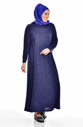 Navy Blue Hijab Dress 4426B-03