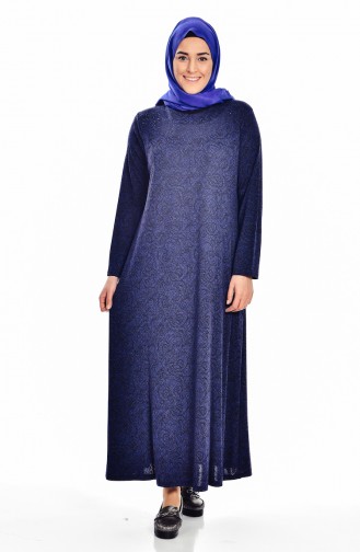Navy Blue Hijab Dress 4426B-03