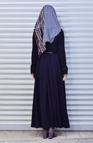 Navy Blue Hijab Dress 4503-02