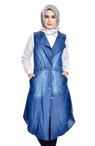 Jeans Weste mit Schnürer 1106-01 Dunkelblau 1106-01