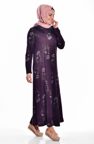 Plum Hijab Dress 4848C-01