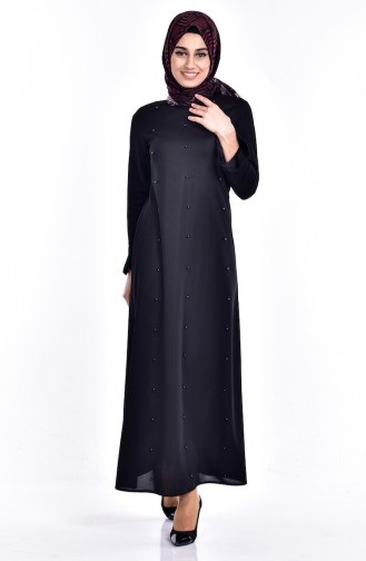 Schwarz Hijab Kleider 8019-04