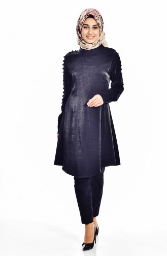 Buttons Detailed Tunic 1039-03 Black 1039-03