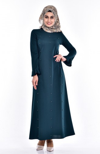 Emerald Green Hijab Dress 8019-02
