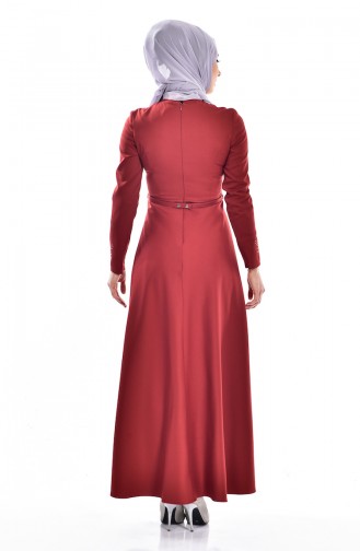 Brick Red Hijab Dress 0613-03
