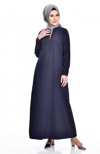Navy Blue Hijab Dress 0163-02