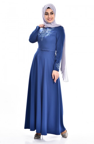 Kleid mit Pailetten 0613-02 Blau 0613-02