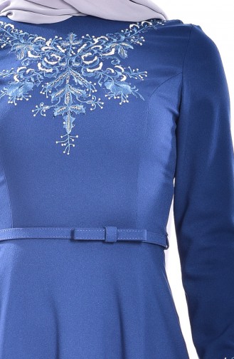 Kleid mit Pailetten 0613-02 Blau 0613-02