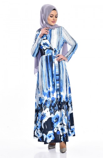 Blue Hijab Dress 7543-04