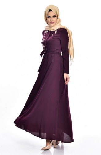 Purple Hijab Dress 7539-02