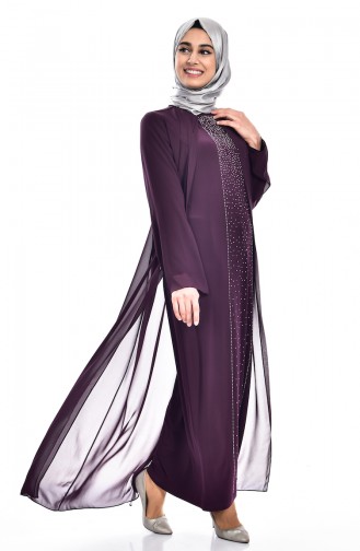 Purple Hijab Evening Dress 5919-05